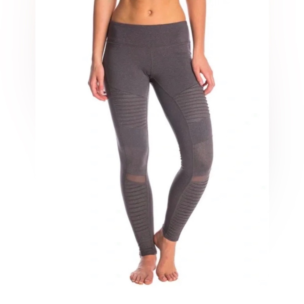 Alo Yoga Moto Leggings Size Medium Charcoal Grey Athleisure Workout Yoga Gym